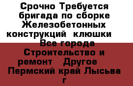 Срочно Требуется бригада по сборке Железобетонных конструкций (клюшки).  - Все города Строительство и ремонт » Другое   . Пермский край,Лысьва г.